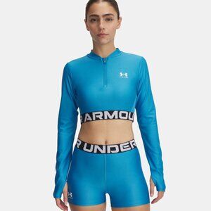 NWT Under Armour HeatGear Rib Women's ¼ Zip Blue Long Sleeve Size S